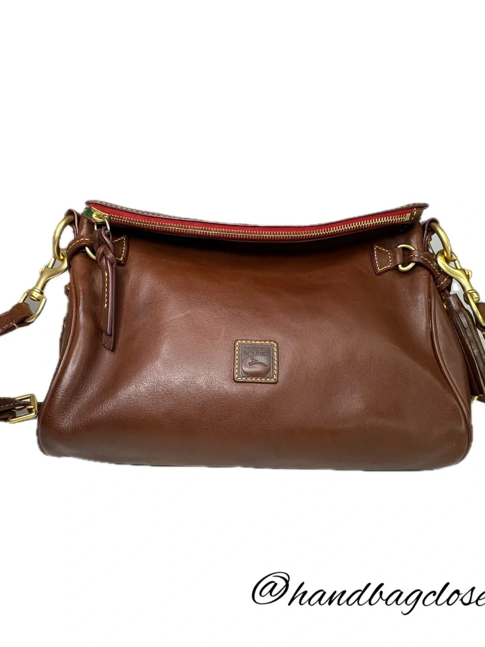Dooney & Bourke DB Walnut Brown Florentine Leather Fold Over Crossbody Bag